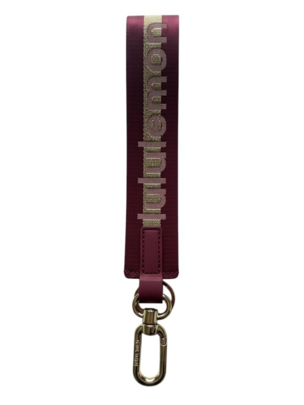 lululemon Never Lost Keychain Wordmark Burgundy Gold NWOT